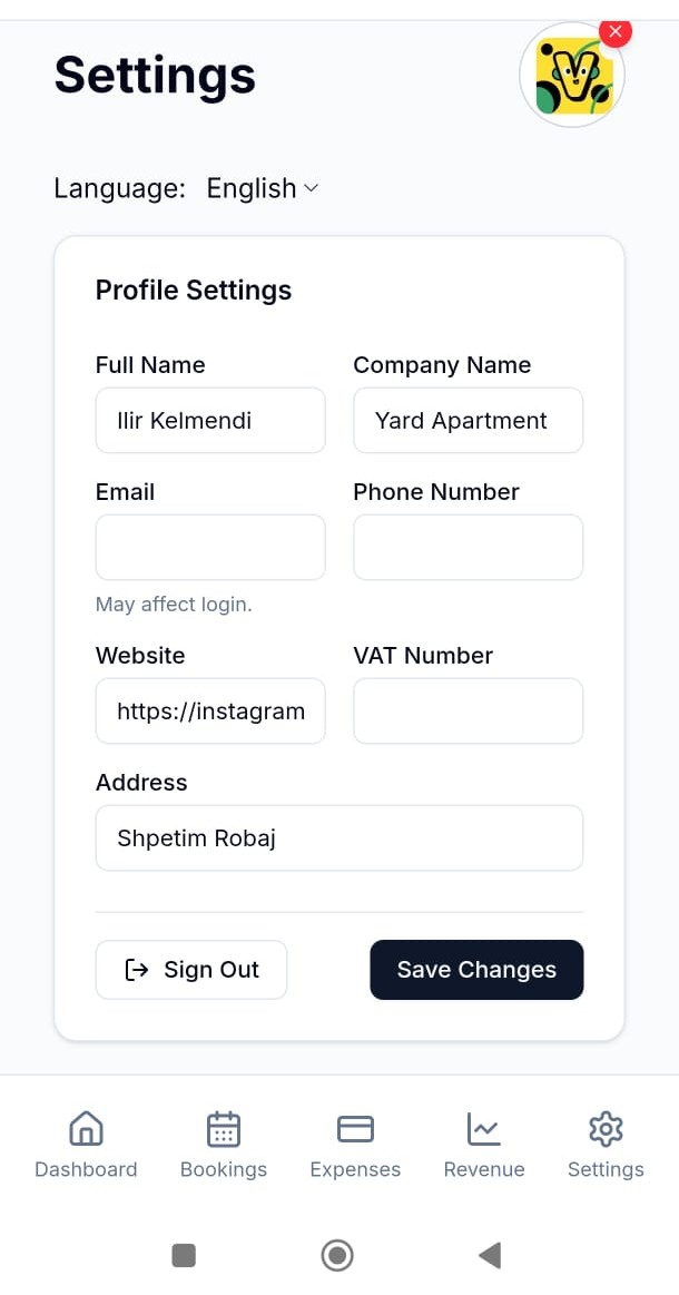 Settings Page